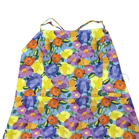 Zara Yellow/Purple Multicolor Crisscross Strap Floral Boho Mini Dress XL - Picture 5 of 10